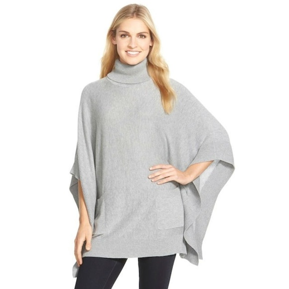 💕MICHAEL KORS💕 Knit Soft Cozy Turtleneck Poncho ~ Derby Gray Small NWT - Picture 4 of 4